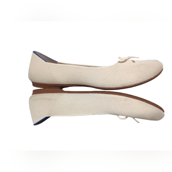 Rothy’s Cream Ivory Washable Knit Ballet Flats Bow Round Toe Eco Friendly SZ 10 - Picture 2 of 10